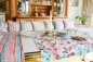 Preview: Baumwoll-Canvas WILMA - Rauten altrosa/beige/smaragd